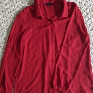 Adrianna Papell Red Chiffon Blouse